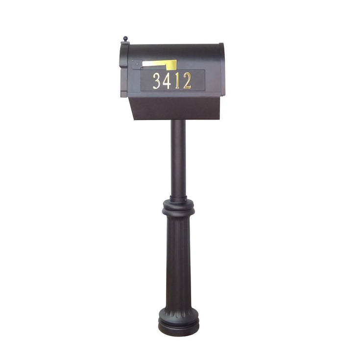 Special Lite Products || Berkshire Curbside Mailbox with Front and Side Address Numbers, Newspaper Tube and Bradford Mailbox Post