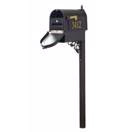 Special Lite Products || Berkshire Curbside Mailbox with Front and Side Address Numbers, Newspaper Tube, Locking Insert and Albion Mailbox Post