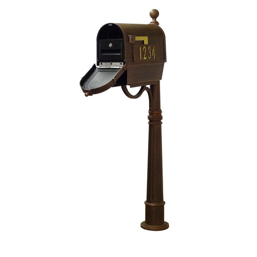 Special Lite Products || Berkshire Curbside Mailbox with Front and Side Address Numbers, Newspaper Tube, Locking Insert and Ashland Mailbox Post