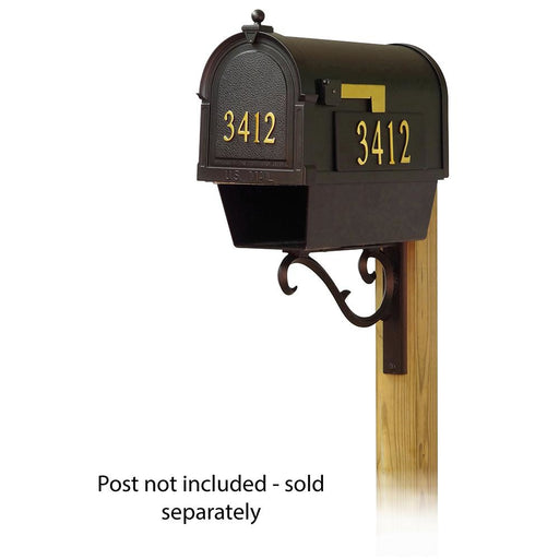 Special Lite Products || Berkshire Curbside Mailbox with Front and Side Address Numbers, Newspaper tube and Sorrento front single mailbox mounting bracket