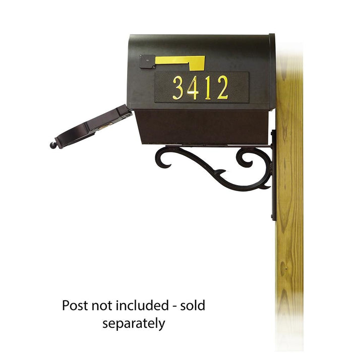 Special Lite Products || Berkshire Curbside Mailbox with Front and Side Address Numbers, Newspaper tube and Sorrento front single mailbox mounting bracket