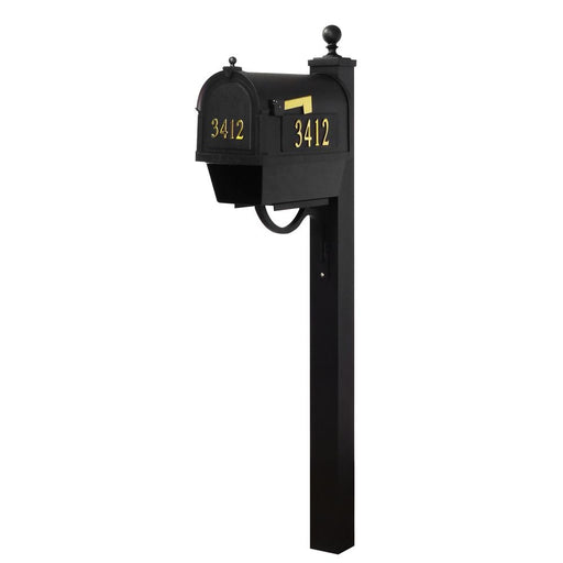 Special Lite Products || Berkshire Curbside Mailbox with Front and Side Address Numbers, Newspaper Tube and Springfield Mailbox Post
