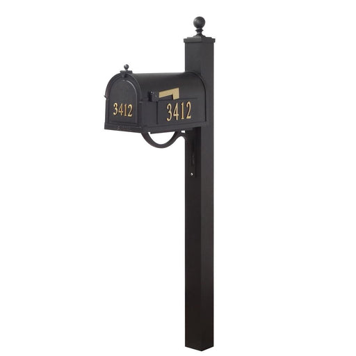 Special Lite Products || Berkshire Curbside Mailbox with Front and Side Address Numbers and Springfield Mailbox Post