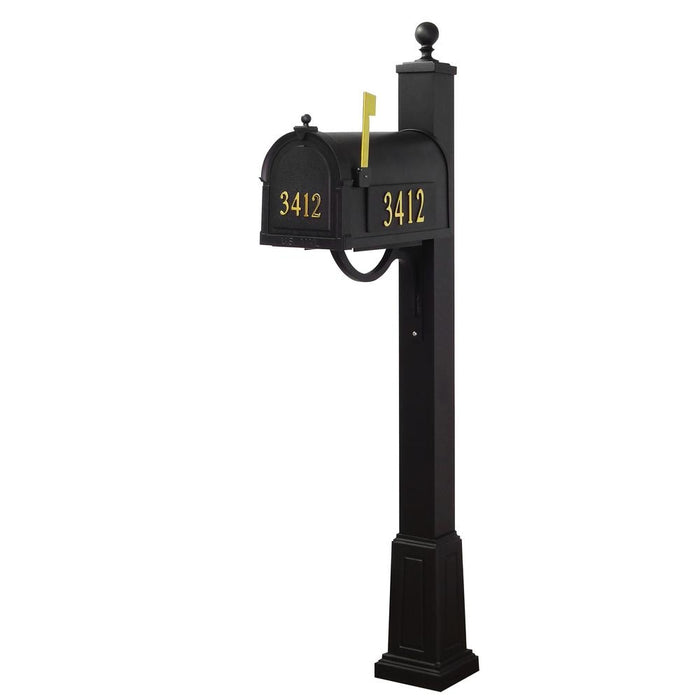 Special Lite Products || Berkshire Curbside Mailbox with Front and Side Numbers, Locking Insert and Springfield Mailbox Post with Base