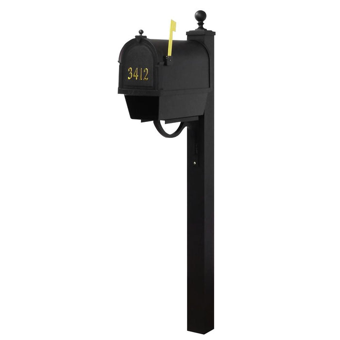 Special Lite Products || Berkshire Curbside Mailbox with Front Numbers, Newspaper Tube, Locking Insert and Springfield Mailbox Post