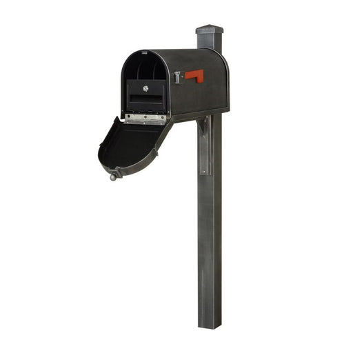 Special Lite Products || Berkshire Curbside Mailbox with Locking Insert and Wellington Mailbox Post, Swedish Silver