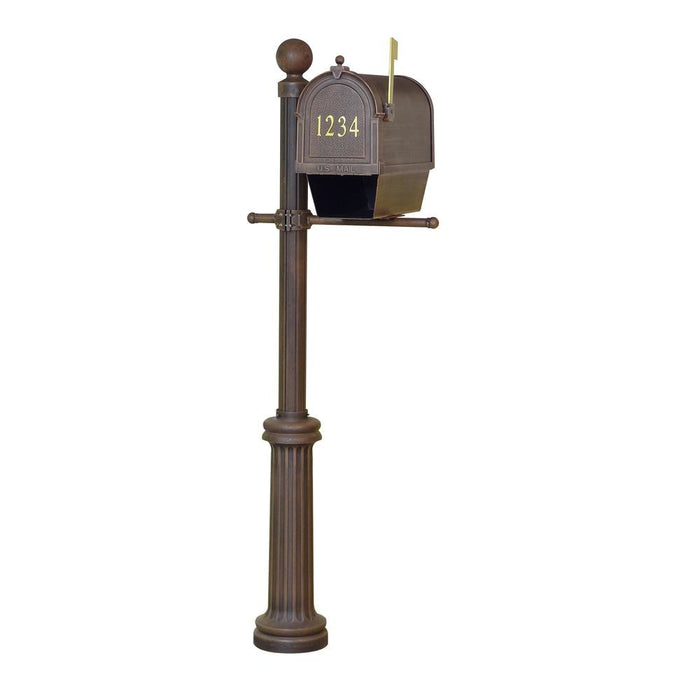 Special Lite Products || Berkshire Curbside Mailbox with Newspaper Tube, Front Address Numbers, Locking Insert and Fresno Mailbox Post