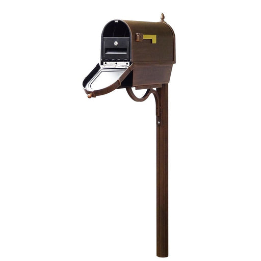 Special Lite Products || Berkshire Curbside Mailbox with Newspaper Tube, Front Address Numbers, Locking Insert and Richland Mailbox Post