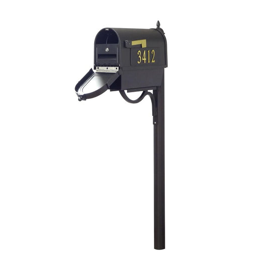 Special Lite Products || Berkshire Curbside Mailbox with Newspaper Tube, Front and Side Address Numbers, Locking Insert and Richland Mailbox Post