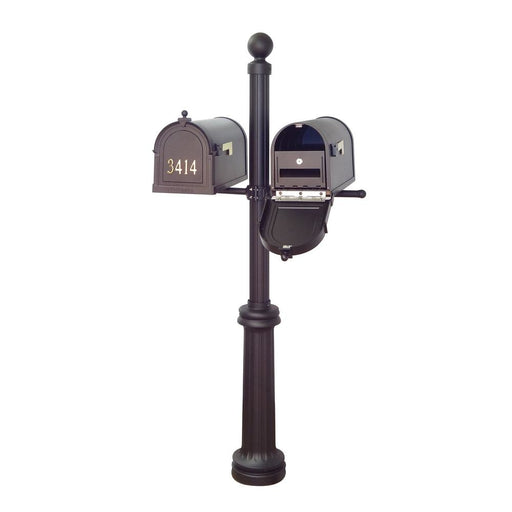Special Lite Products || Berkshire Curbside Mailboxes with Front Address Numbers, Locking Inserts and Fresno Double Mount Mailbox Post