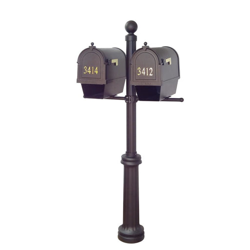 Special Lite Products || Berkshire Curbside Mailboxes with Front Address Numbers, Newspaper Tube and Fresno Double Mount Mailbox Post
