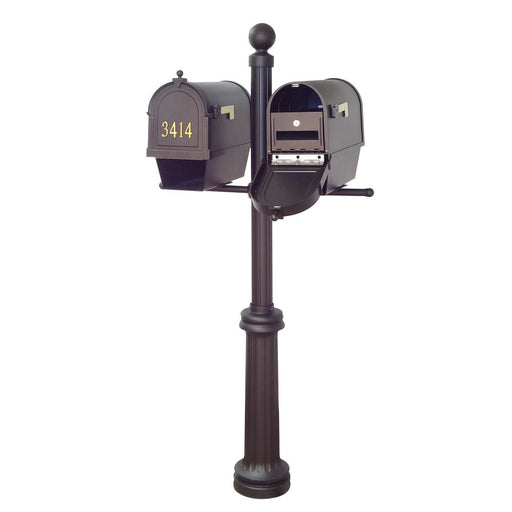 Special Lite Products || Berkshire Curbside Mailboxes with Front Address Numbers, Newspaper Tube, Locking Inserts and Fresno Double Mount Mailbox Post
