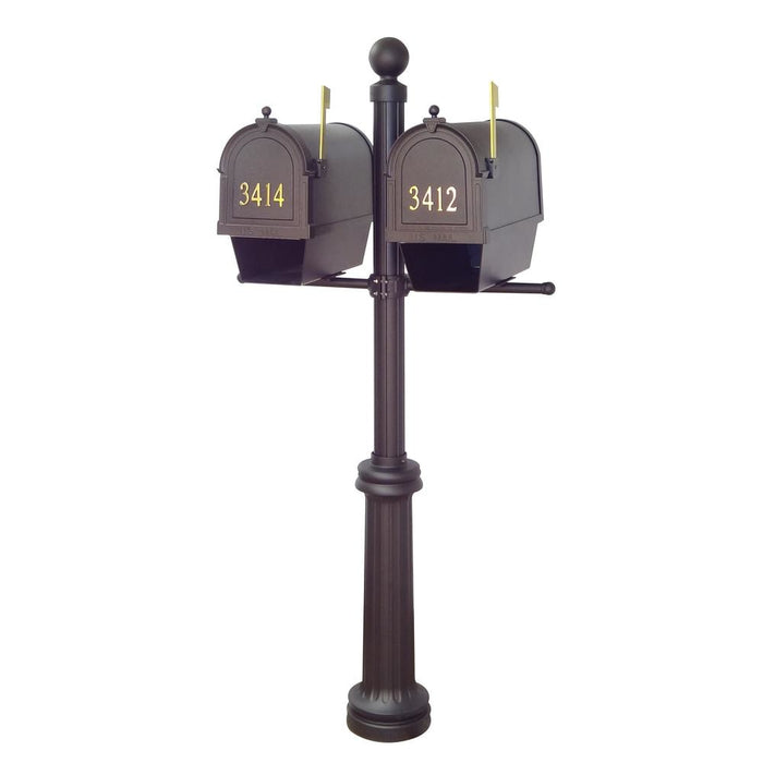 Special Lite Products || Berkshire Curbside Mailboxes with Front Address Numbers, Newspaper Tube, Locking Inserts and Fresno Double Mount Mailbox Post