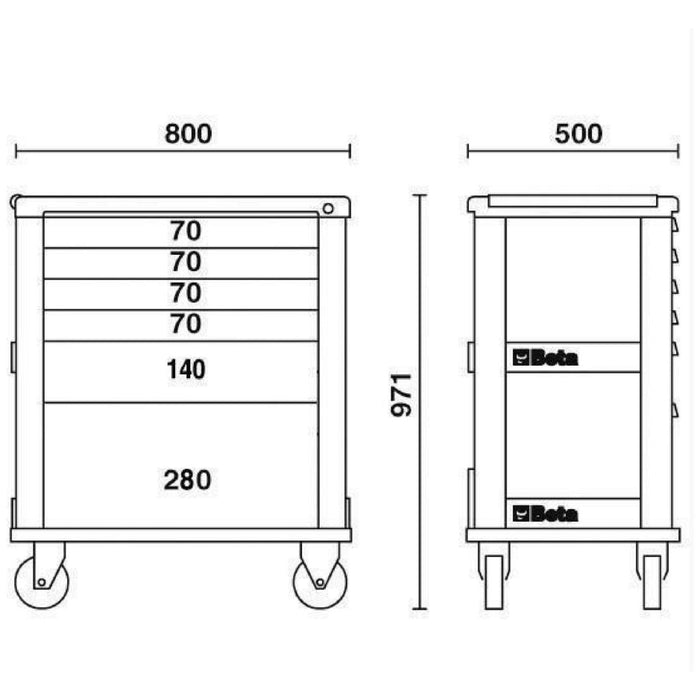 Beta Tools || Beta Tools Mobile Roller Cabinet 6 Drawer C39