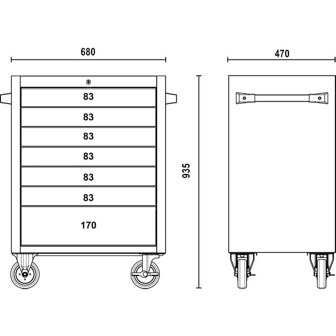Beta Tools || Beta Tools Mobile Roller Cabinet 7 Drawer C04TSS/7