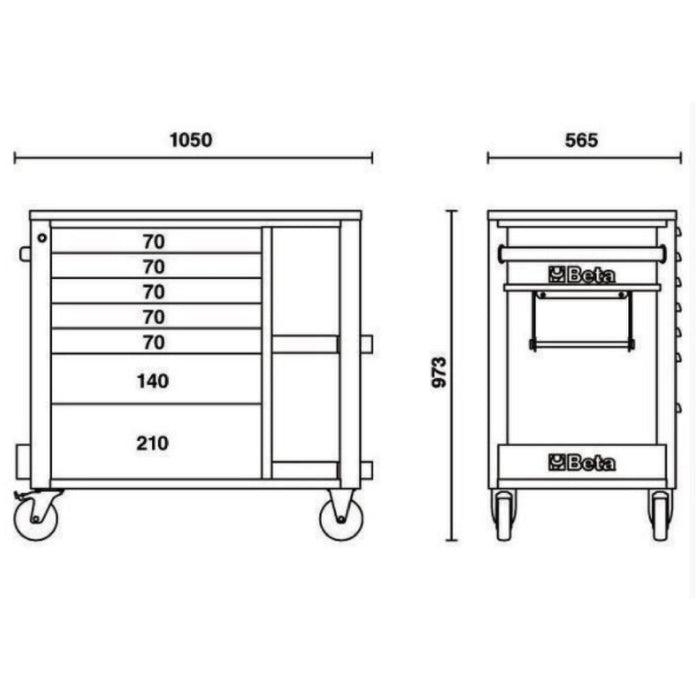 Beta Tools || Beta Tools Mobile Roller Cabinet 7 Drawer C24SL