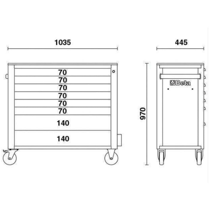 Beta Tools || Beta Tools Roller Cabinet 8 Drawer Long C24SA-XL