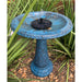 Exaco || Bird Bath With Solar Pump Fountain - Aqua Blue With Round Base