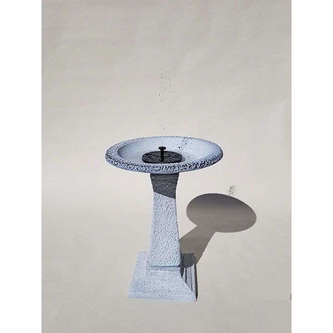 Exaco || Bird Bath With Solar Pump Fountain - "Dirty Cement" With Square Base