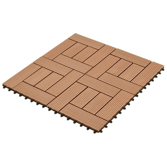 vidaXL || Brown 11 pcs 11.8"x11.8" Decking Tiles WPC 11 sq.ft 41550