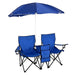 inQ Boutique || Camping Portable Outdoor 2 Seat Folding Chair With Removable Sun Umbrella Blue D0102Hh040U