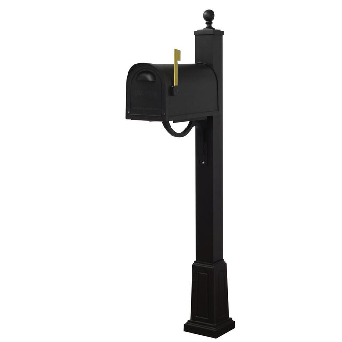 Special Lite Products || Classic Curbside Mailbox with Locking Insert and Springfield Mailbox Post with Base