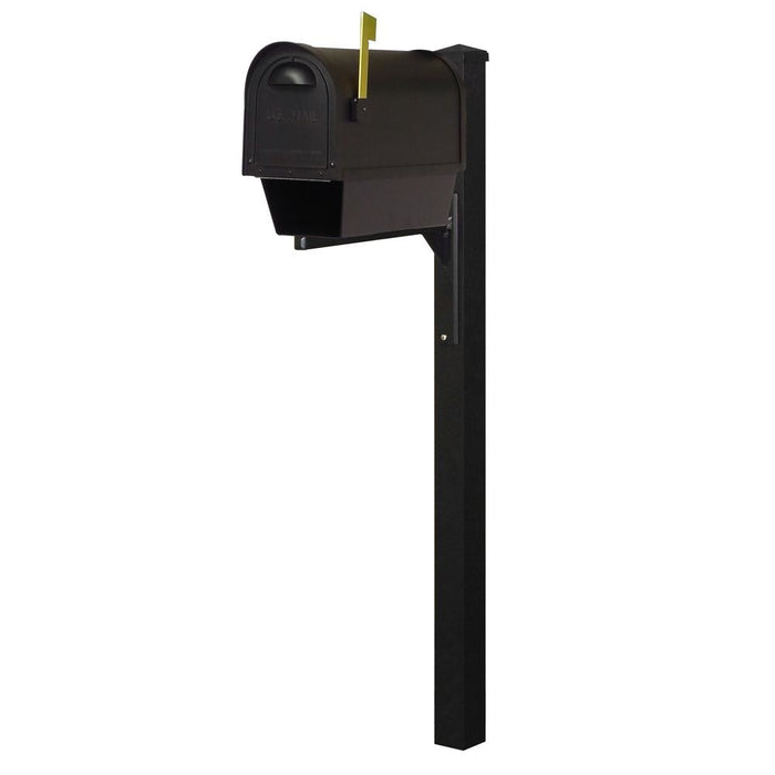 Special Lite Products || Classic Curbside Mailbox with Newspaper Tube and Wellington Mailbox Post, BLACK