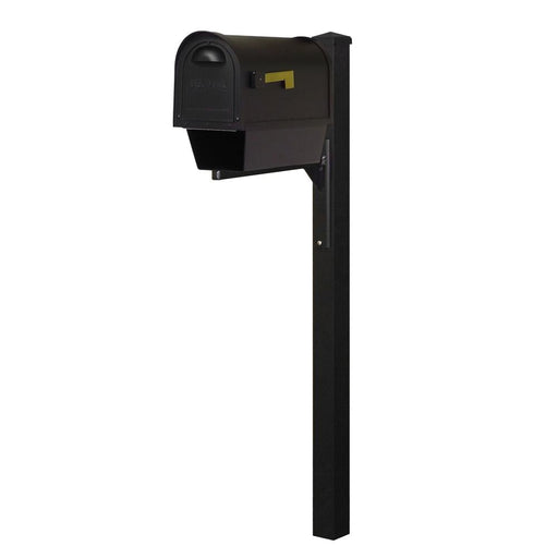 Special Lite Products || Classic Curbside Mailbox with Newspaper Tube and Wellington Mailbox Post, BLACK