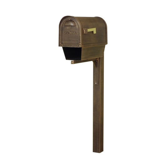 Special Lite Products || Classic Curbside Mailbox with Newspaper Tube and Wellington Mailbox Post, Copper