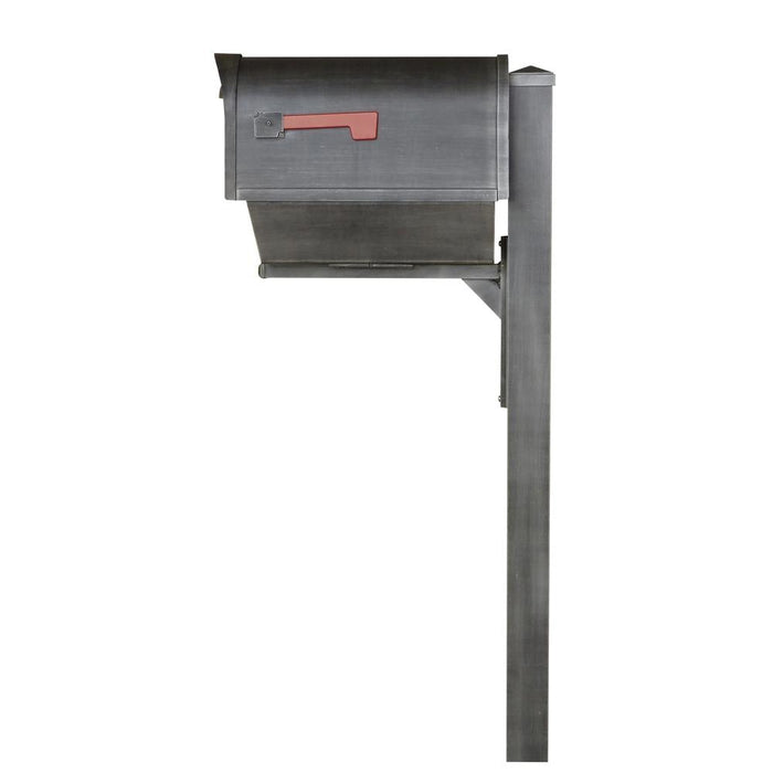Special Lite Products || Classic Curbside Mailbox with Newspaper Tube and Wellington Mailbox Post, Swedish Silver