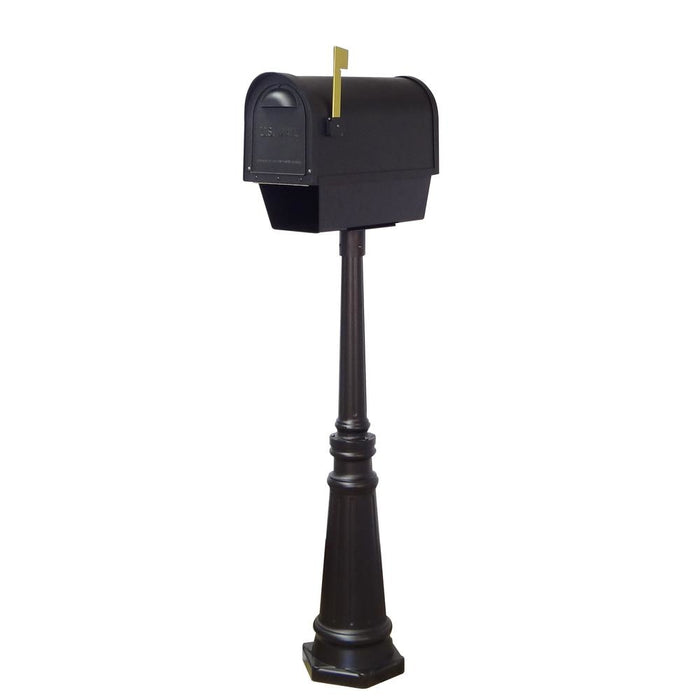 Special Lite Products || Classic Curbside Mailbox with Newspaper Tube, Locking Insert and Tacoma Mailbox Post with Direct Burial Kit