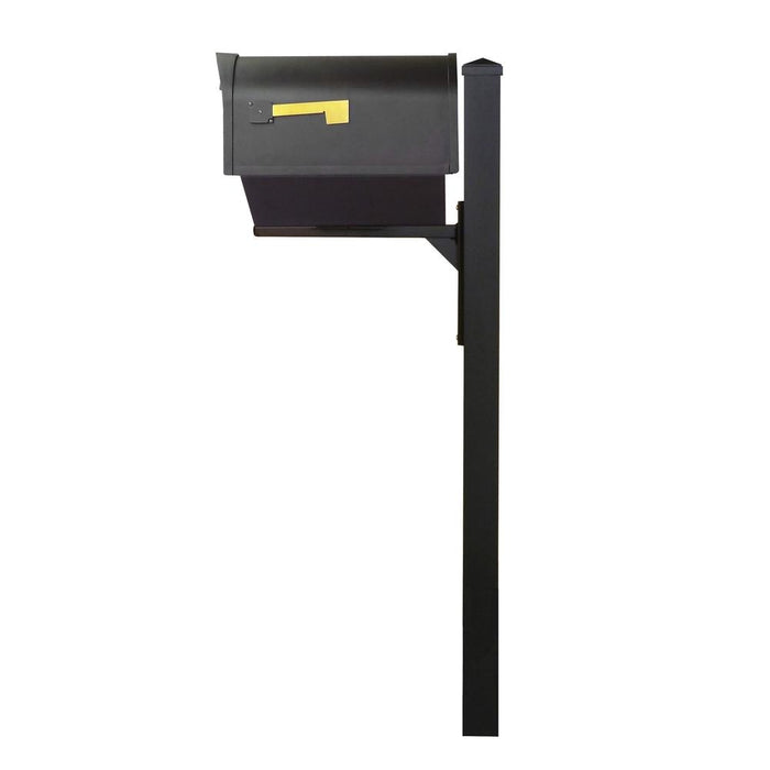 Special Lite Products || Classic Curbside Mailbox with Newspaper Tube, Locking Insert and Wellington Mailbox Post, BLACK