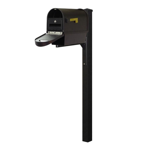 Special Lite Products || Classic Curbside Mailbox with Newspaper Tube, Locking Insert and Wellington Mailbox Post, BLACK