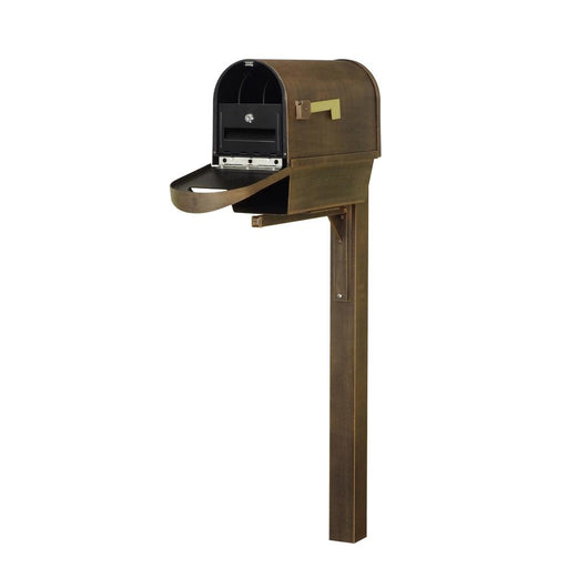 Special Lite Products || Classic Curbside Mailbox with Newspaper Tube, Locking Insert and Wellington Mailbox Post, Copper