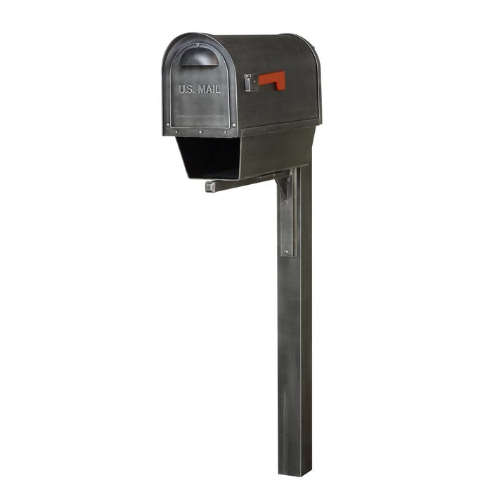 Special Lite Products || Classic Curbside Mailbox with Newspaper Tube, Locking Insert and Wellington Mailbox Post, Swedish Silver