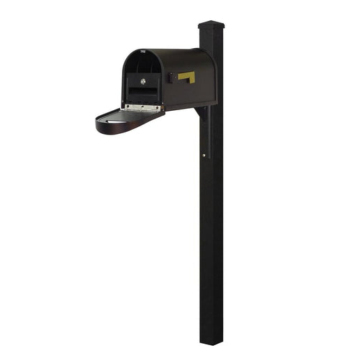 Special Lite Products || Classic Curbside Mailbox wtih Locking Insert and Wellington Direct Burial Mailbox Post Smooth, Black