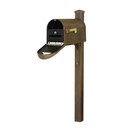 Special Lite Products || Classic Curbside Mailbox wtih Locking Insert and Wellington Direct Burial Mailbox Post Smooth, Copper