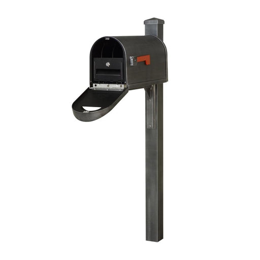 Special Lite Products || Classic Curbside Mailbox wtih Locking Insert and Wellington Direct Burial Mailbox Post Smooth, Swedish Silver