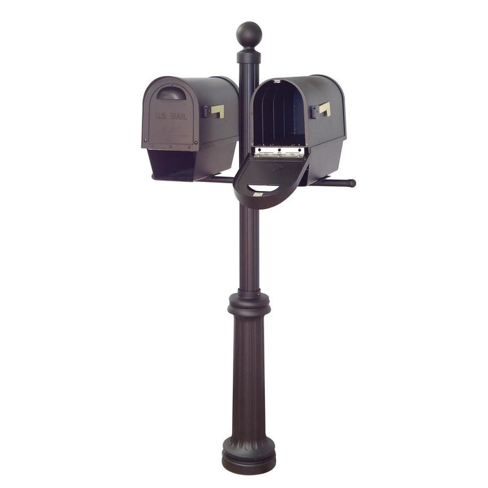 Special Lite Products || Classic Curbside Mailboxes with Newspaper Tube and Fresno Double Mount Mailbox Post