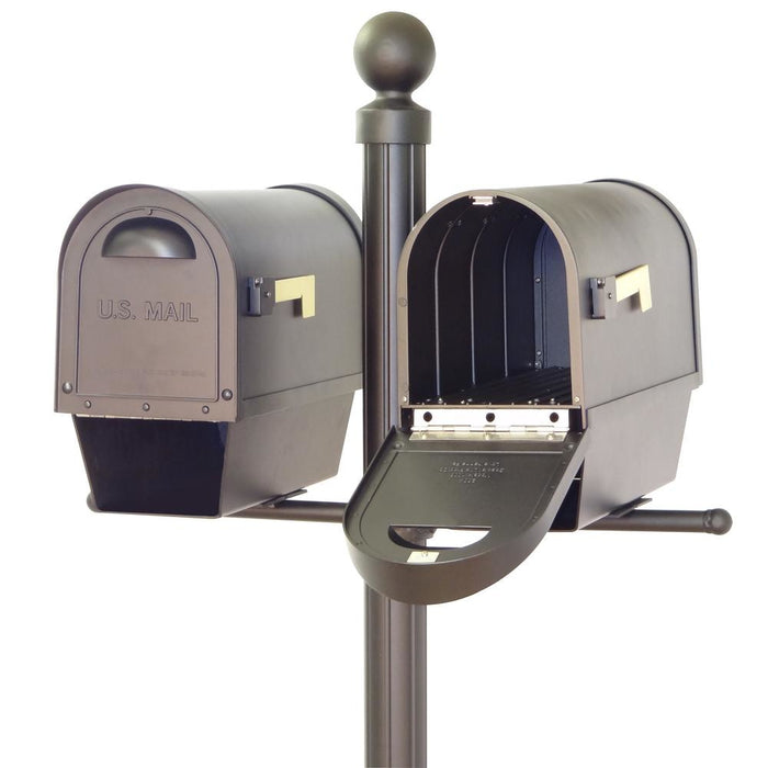 Special Lite Products || Classic Curbside Mailboxes with Newspaper Tube and Fresno Double Mount Mailbox Post