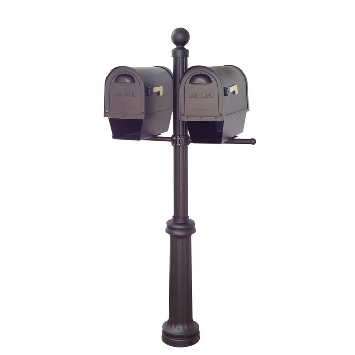 Special Lite Products || Classic Curbside Mailboxes with Newspaper Tube, Locking Inserts and Fresno Double Mount Mailbox Post