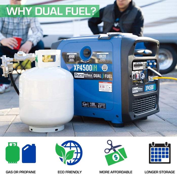 DuroMax || DuroMax XP4500iH 4500-Watt 223cc Dual Fuel Digital Inverter Hybrid Portable Generator with CO Alert
