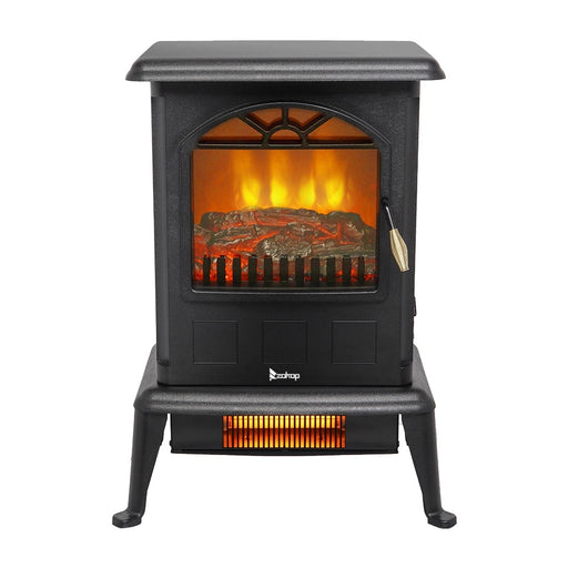 inQ Boutique || Electric Fireplace Stove Space Heater 1500W Portable Freestanding with Thermostat, Realistic Flame Logs Vintage Design for Corners
