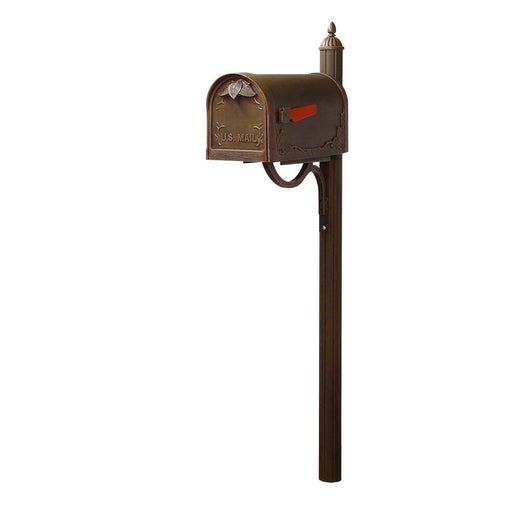 Special Lite Products || Floral Curbside Mailbox with Locking Insert and Richland Mailbox Post