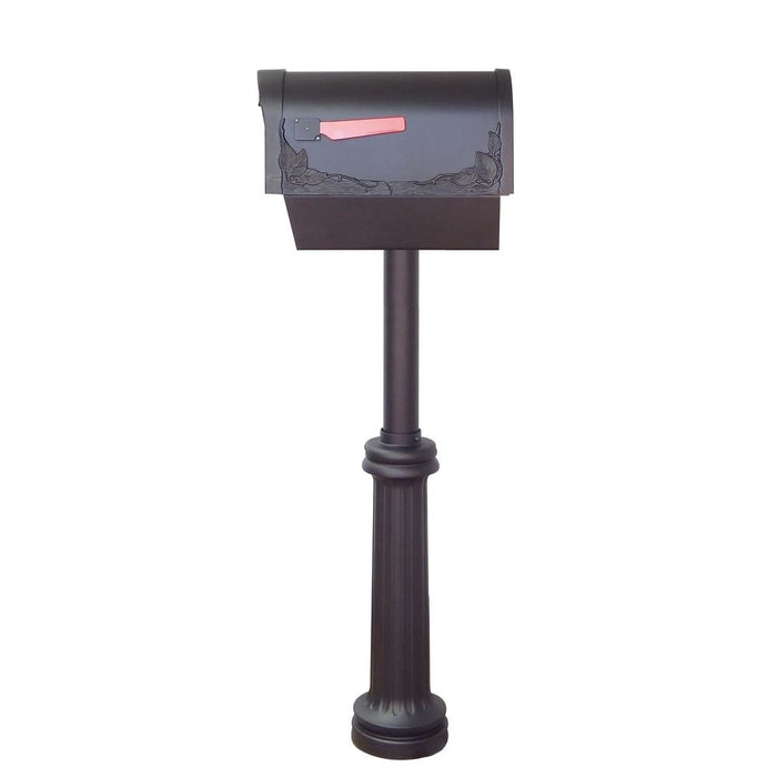 Special Lite Products || Floral Curbside Mailbox with Newspaper Tube, Locking Insert and Bradford Mailbox Post