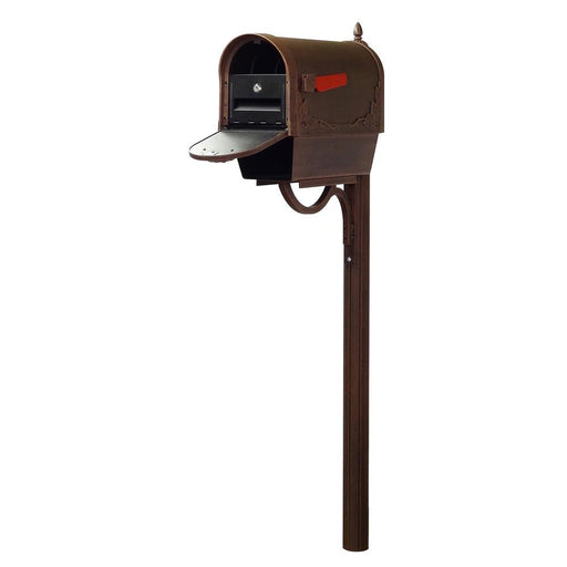 Special Lite Products || Floral Curbside Mailbox with Newspaper Tube, Locking Insert and Richland Mailbox Post
