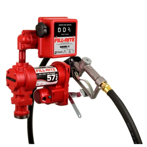 Fill-Rite || Fr1211Hl 12V 57 Lpm 15 Gpm Fuel Transfer Pump With Discharge Hose Manual Nozzle Suction Pipe Mechanical Liter Meter