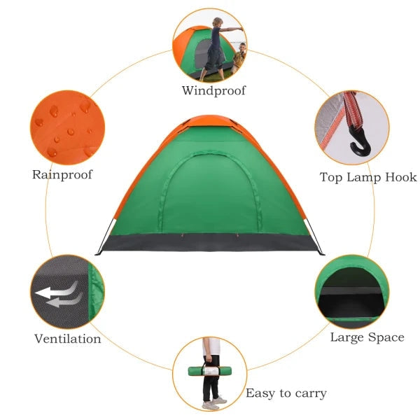 inQ Boutique || Free Shipping 2 Person Waterproof Camping Dome Tent For Outdoor Hiking Survival Orange Green Yj D0102Heb0Rw