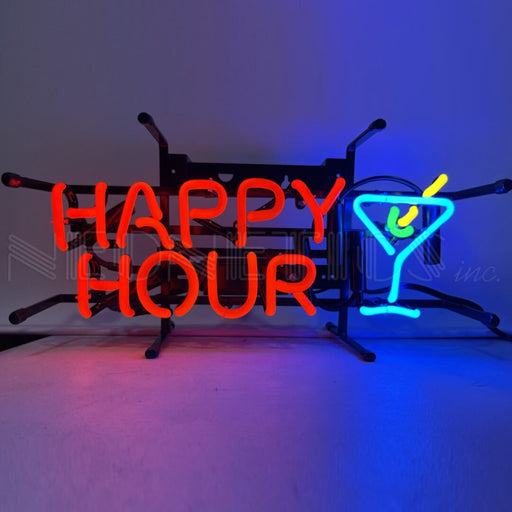 Neonetics || Happy Hour Premium Junior Neon Sign On Grid