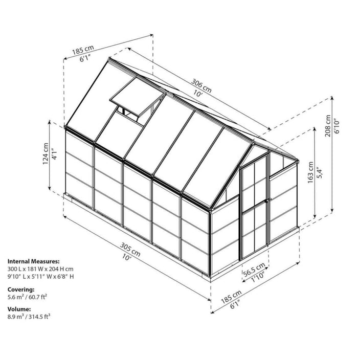 Canopia by Palram || Hybrid 6 ft. x 10 ft. Greenhouse Kit - Grey Structure & Hybrid Panels